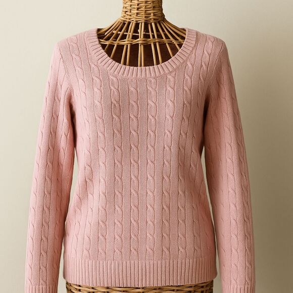 Ann Taylor Sweaters - Ann Taylor Women’s Sweater XL Pink Silk Cotton Cable Knit Lightweight Top